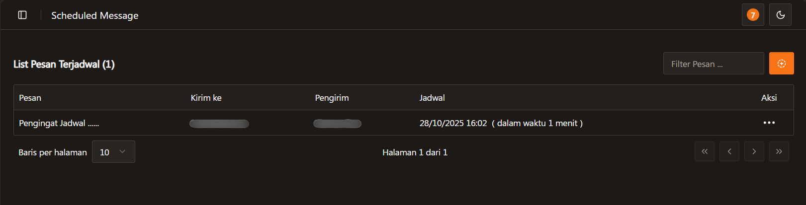Tabel Pesan Terjadwal
