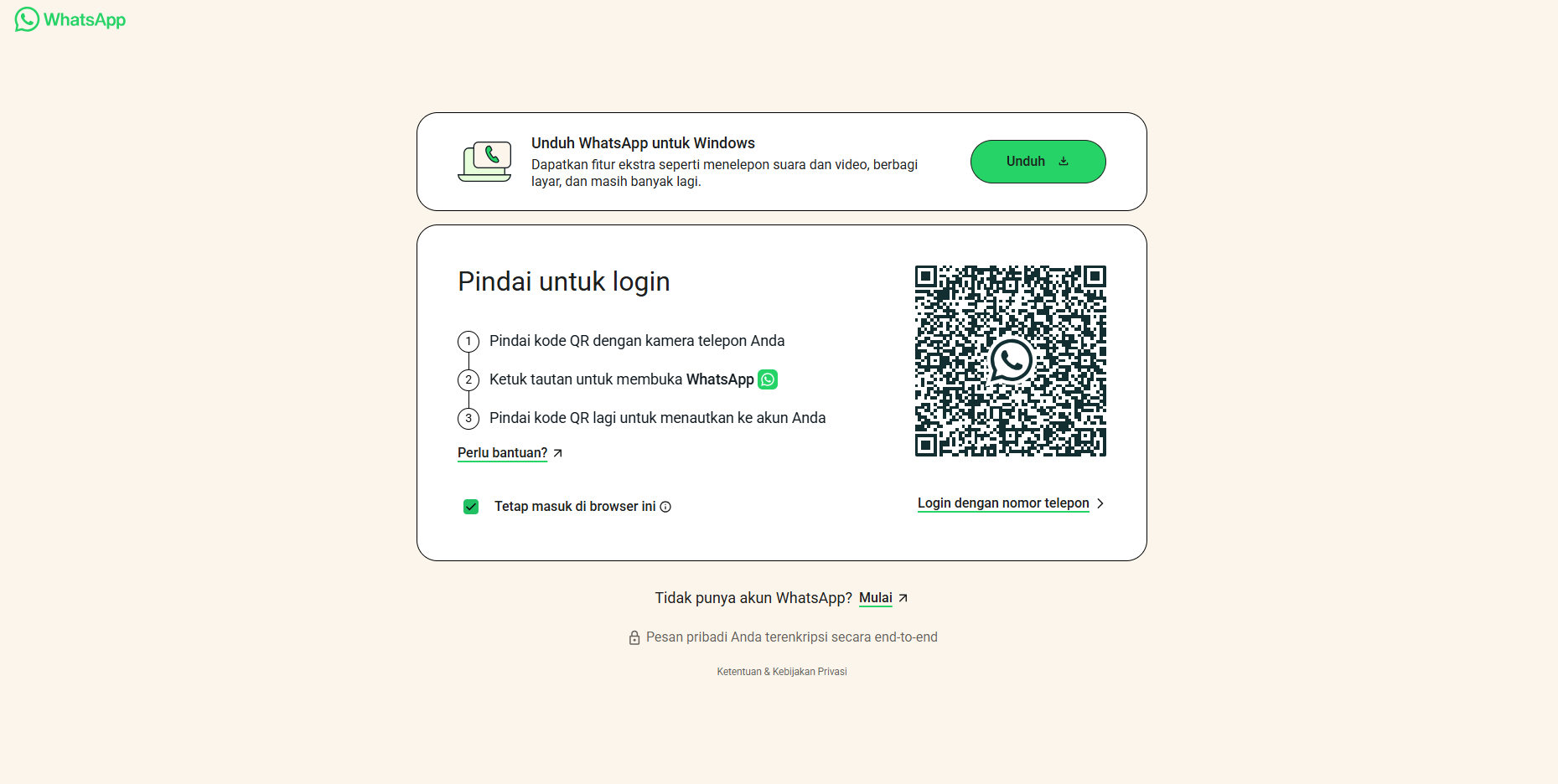 WhatsApp Web, Login WhatsApp Web